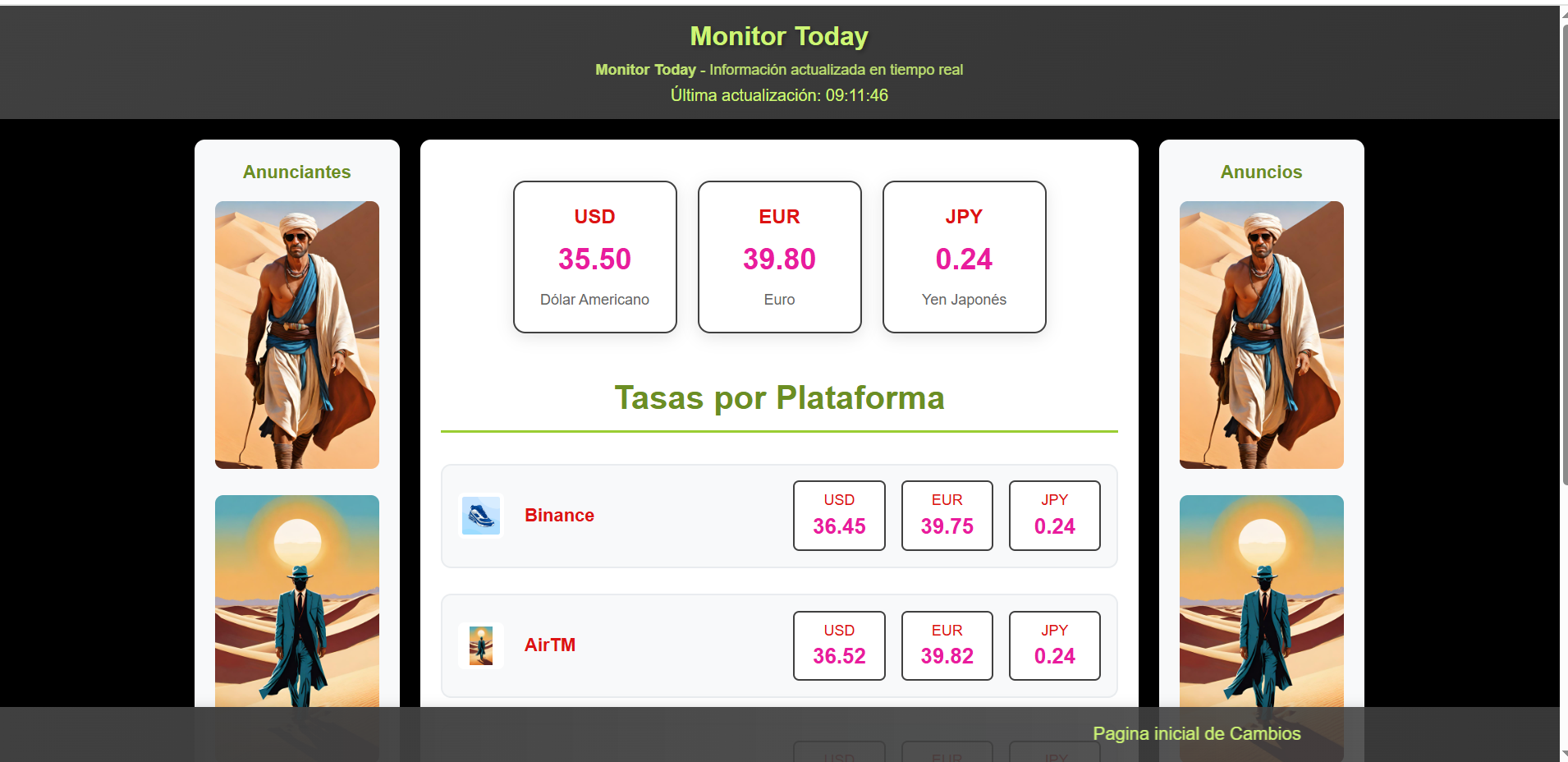 Monitor Today. Sistema de Control Cambiario